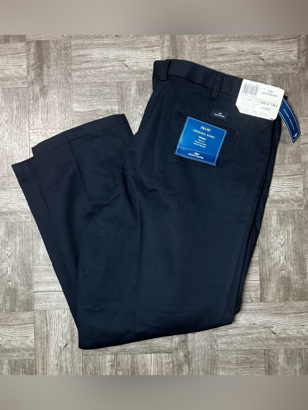 Men’s Big & Tall Dockers Pleated Classic Fit Navy Pants Size 46x30
